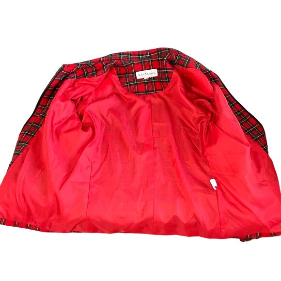 Vintage 1990s Tartan Plaid Blazer Jacket Zip Front Red Christmas Winter Festive - Picture 10 of 14